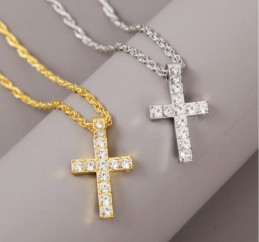 Cross Pendant Necklaces For Women Men Punk Hiphop Rope Chain On Neck Rapper Jewelry